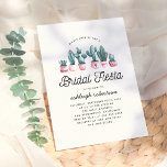 Convites Cactus Bridal Fiesta, Cor De Água Rosa<br><div class="desc">Este chá de panela moderno apresenta um conjunto de cactos de aquarela e plantas suculentas,  a tipografia moderna da escrita e um padrão de polca. Para personalizar,  edite o texto nas caixas de modelo e escolha as opções de impressão e papel certas para você!</div>