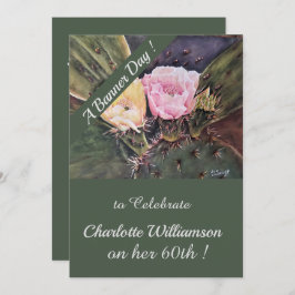 Convites Cactus, Cor de Água, Rosa e Amarelo, Aniversário,