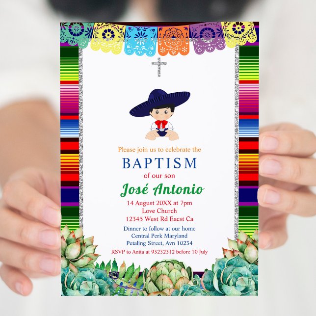 Convites Cactus Fiesta Baptism para Boy (Criador carregado)