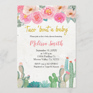 Convites Cactus floral Chá de fraldas Taco Bout Baby
