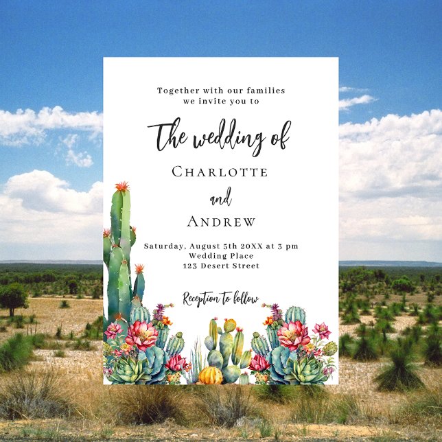 Convites Cactus floresce casamento de luxo (Criador carregado)