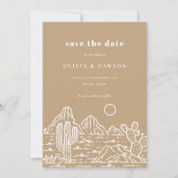 Cactus Line Art Desert Photo Save the Date Invita