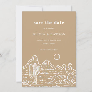 Convites Cactus Line Art Desert Photo Save the Date Invita