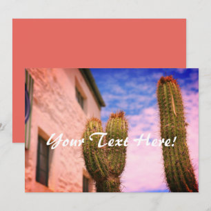 Convites Cactus Plant Building Sky City Call Card