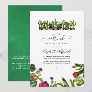 Convites Cactus Suculentas Festa Casamento Virtual Online