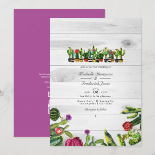 Convites Cactus Suculentas Rústicas Código QR RSVP Casament