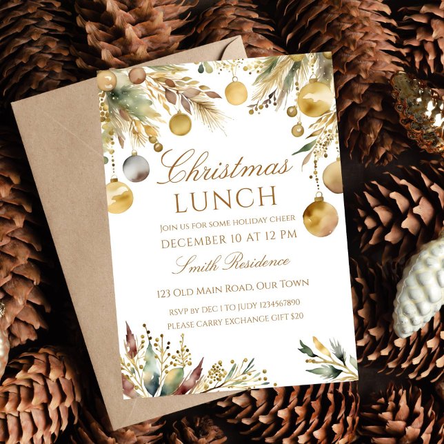 Convites Cadeado de almoço do Boho de Natal (Boho Christmas lunch party editable template Invitation digital download watercolor winter greenery)