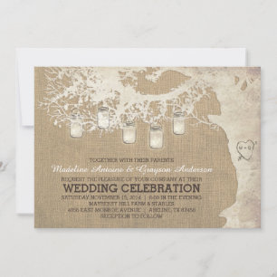 Convites Cadeia de Casamento de Mason Jar Lights Rustic Bur