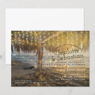 Convites Cadeia de Luz de Casamento de Praia Personalizada