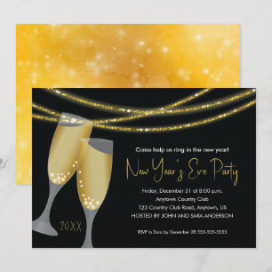 Convites Cadeias de champanhe e de brilho  Festa de Ano Nov