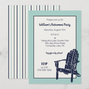 Convites Cadeira Adirondack Azul Marinho Festa de Aposentad