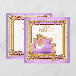 Convites Cadeira Lilás Rosa Dourado Chuveiro de Bebê Prince