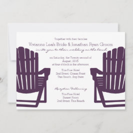 Convites Cadeiras de Praia Roxas Adirondack Casamento