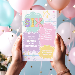 Convites Caderno de aniversário com remendo pastel de veter