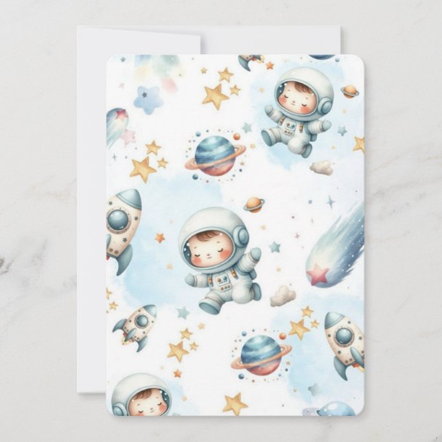 Convites Caderno de Padrão Espacial de Astronauta Bebê Fofo (Frente)