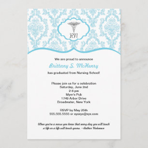 Convites Caduceus Damask Blue Nursing