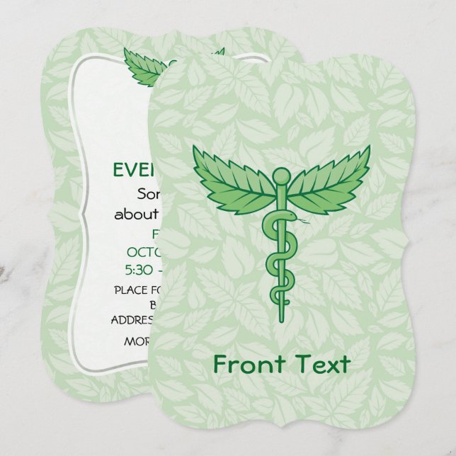 Convites Caduco com fundo de folhas (Frente/Verso)