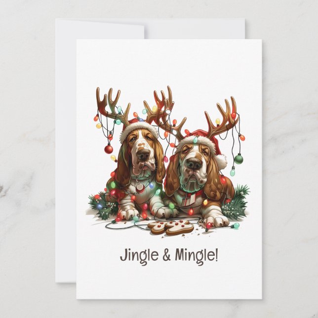 Convites Cães De Caça De Natal Jingle E Mingle (Frente)