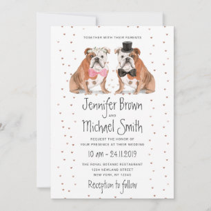 Convites Cães de Casamento Bulldog Inglês