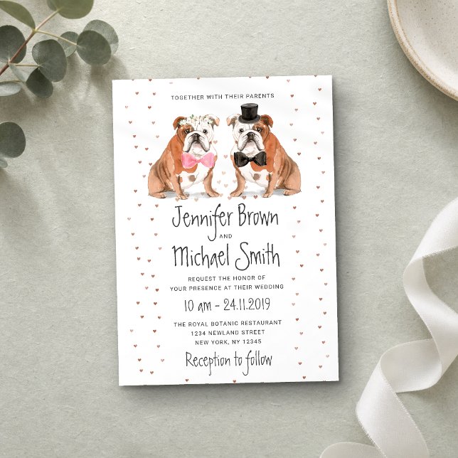 Convites Cães de Casamento Bulldog Inglês (Criador carregado)