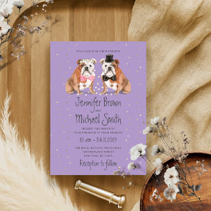 Convites Cães de Casamento Lilac English Bulldog