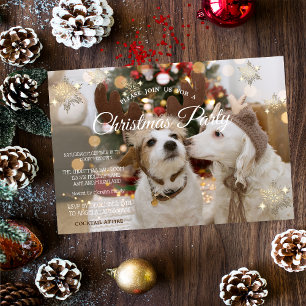 Convites Cães de Férias Apaixonados Festa de Natal