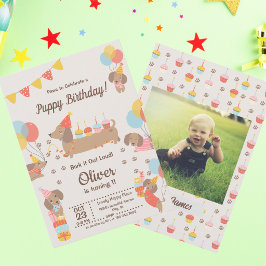 Convites Cães de Papoila Bonitos Dachshund Birthday Pawty