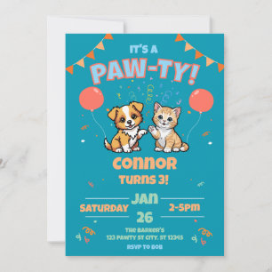 Convites Cães e Gatos - Passagem de Aniversário