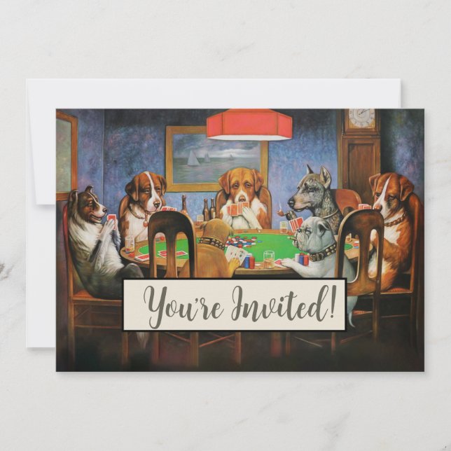 Convites Cães jogando pôquer por C.M. Coolidge (Frente)