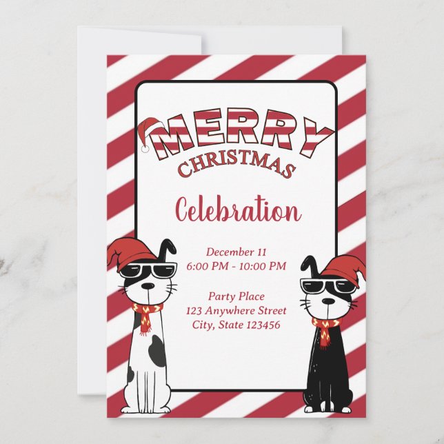 Convites Cães Legais Feliz Natal (Frente)