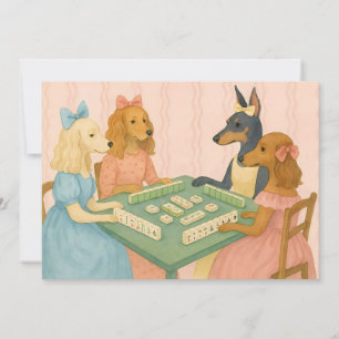 Convites Cães Lindos e Antigos Jogando Mahjong