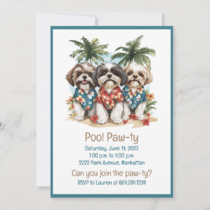 Convites Cães Shih Tzu Vestindo Camisas Havaianas