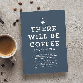 Convites Café azul marinho simples e divertido de casamento