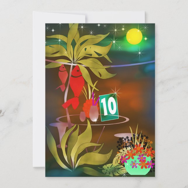 Convites Café bar da praia de verão, coquetel noturno moo (Frente)