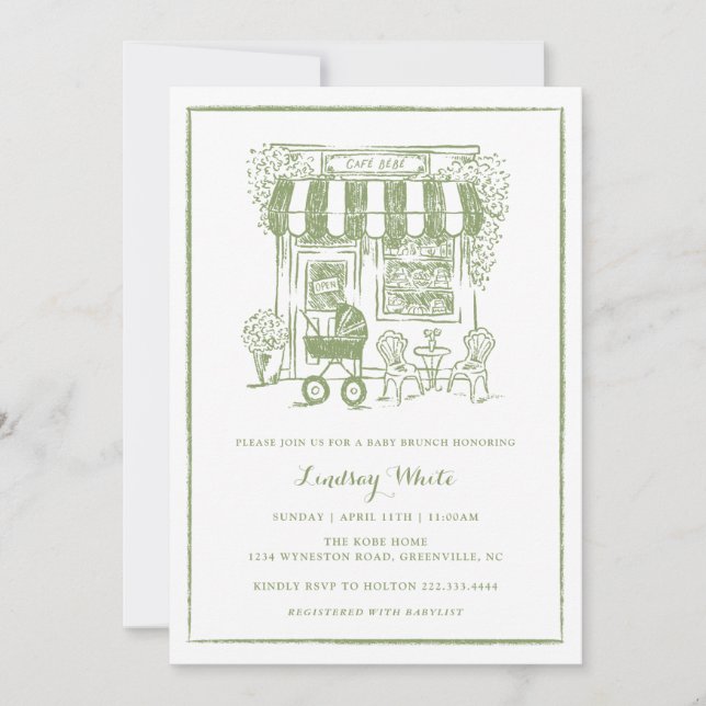 Convites Cafe Bebe Baby Brunch Invite | Baby Shower (Frente)