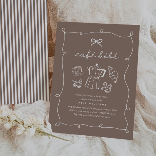 Convites Café Bebe Café em Casa Chá de Bebê Expresso (Zazzle Cafe Bebe Home Coffee Baby Shower Espresso Invitation)