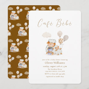 Convites Café Bebê Mamãe Ovelha  Balão Café Chá de Bebê