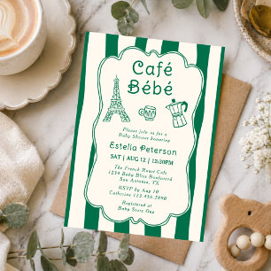 Convites Café Bebe Paris Cafeteria Bebê Verde Fofo Brunch