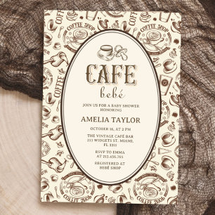 Convites Café Bébé Vintage Chá de Bebê Retro
