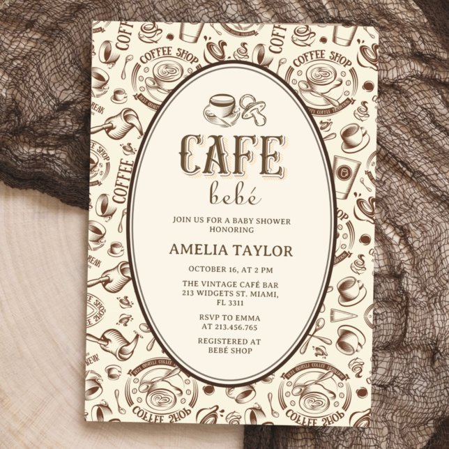 Convites Café Bébé Vintage Chá de Bebê | Retro (Criador carregado)