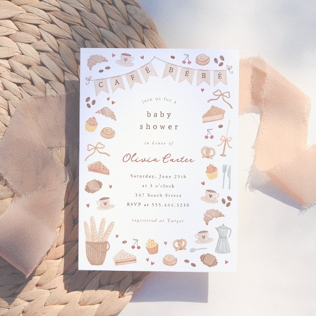 Convites Cafe Bebe Watercolor Baby Shower (Criador carregado)