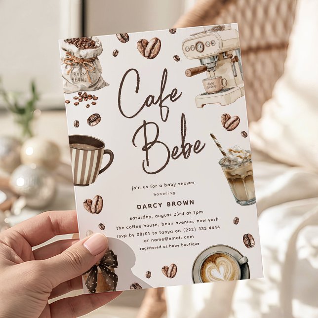 Convites Cafe Bebe' Watercolor Coffee Baby Shower (Criador carregado)