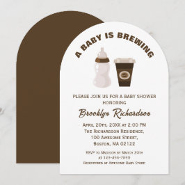 Convites Café Branco Castanho Um Bebê Está Fazendo Chá de f