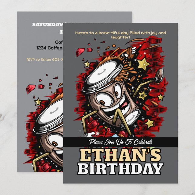 Convites Café Burst - Bold & Playday (Frente/Verso)