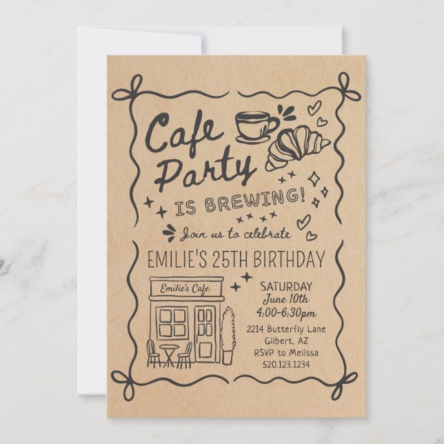 Convites Cafe Coffee Party Birthday Invitation (Frente)