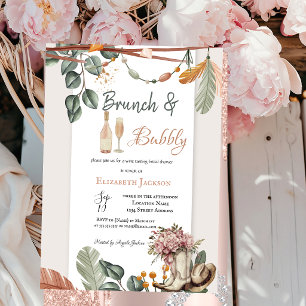 Convites Café da manhã Boho Ocidental com Champagne para Ch