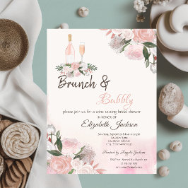 Convites Café da Manhã com Aquarela Floral e Champanhe para