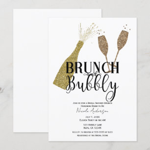 Convites Café da Manhã com Taças de Champanhe e Bridal Show