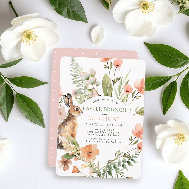 Convites Café da Manhã da Páscoa com Coelho Rosa Floral & C (Criador carregado)