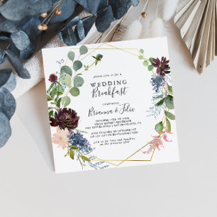 Convites Café da manhã de casamento geométrico Dourado